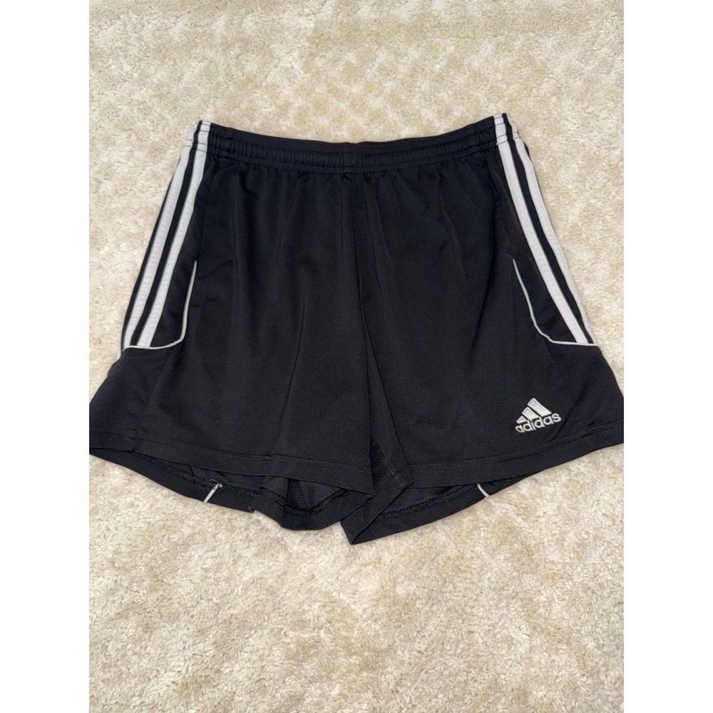Adidas Mens Climalite Soccer Shorts Black White Stripes Medium